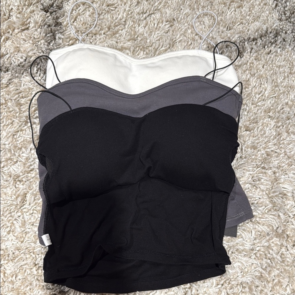 Women's Black, Gray, and White Camisole Tops